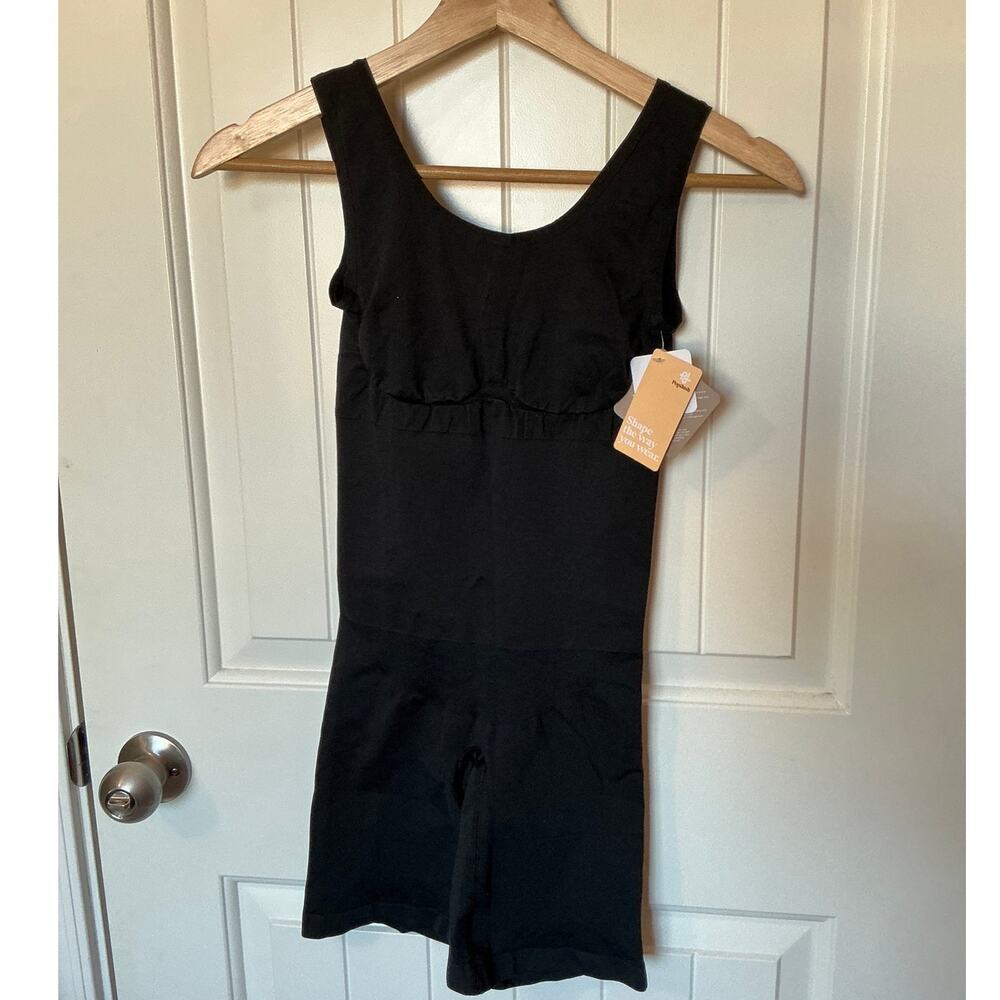 NWT Popilush Shapewear Seamless Rib Knit Romper Medium/Large Black